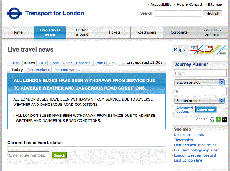 Transport for London withdraw all bus services 2nd Feb 2009 0.40am Transport for London withdraw all bus services 2nd Feb 2009 0.40am